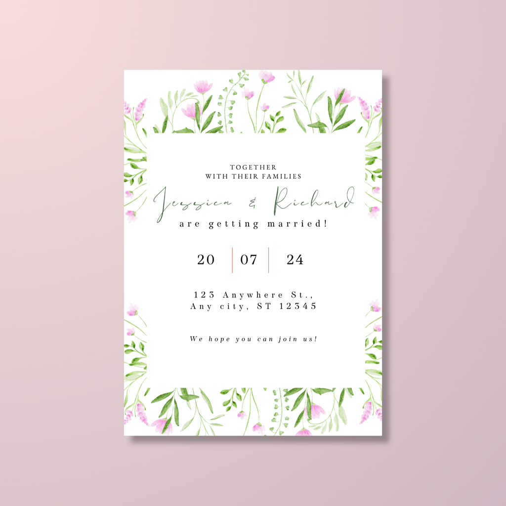 Elegant Pink Wedding Invitation