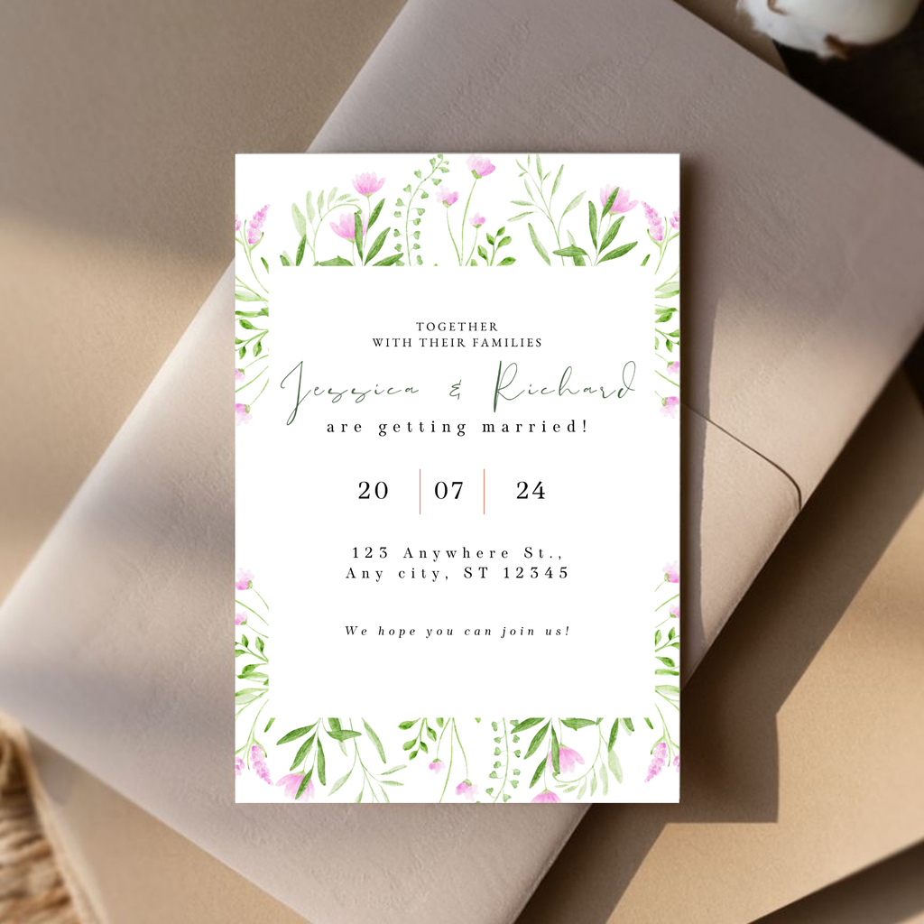 Elegant Pink Wedding Invitation