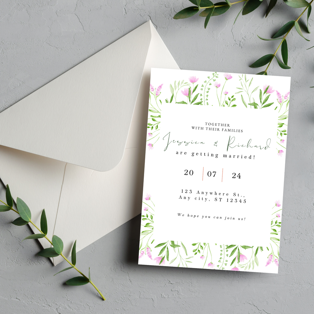 Elegant Pink Wedding Invitation