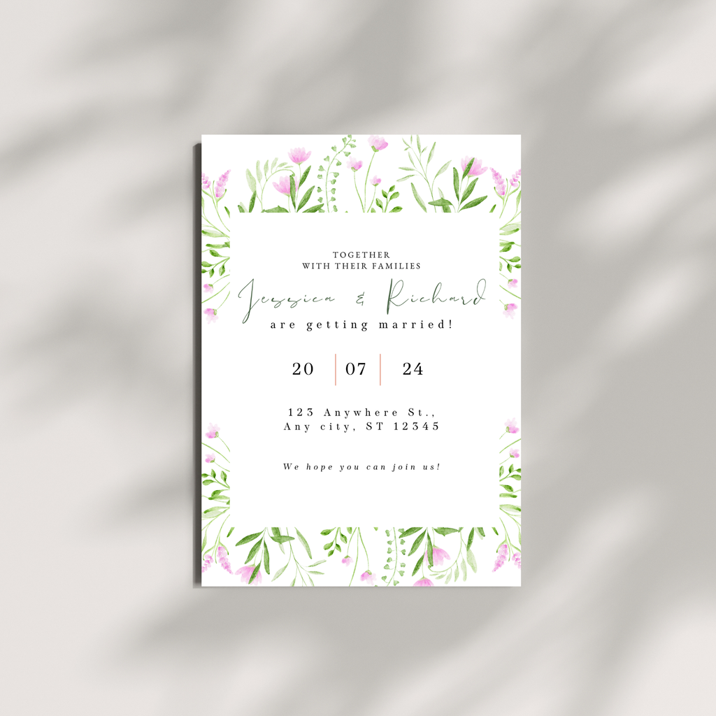 Elegant Pink Wedding Invitation
