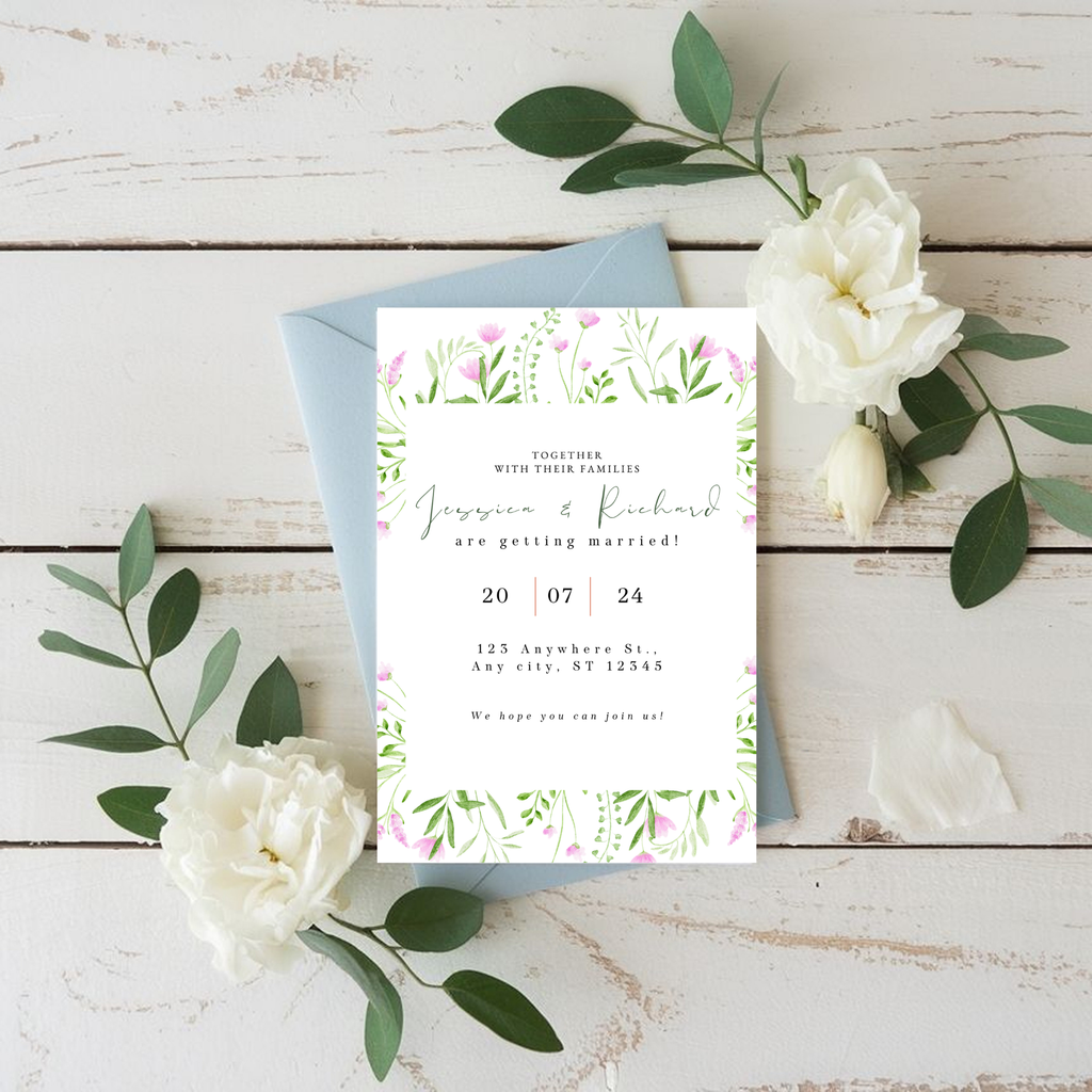 Elegant Pink Wedding Invitation