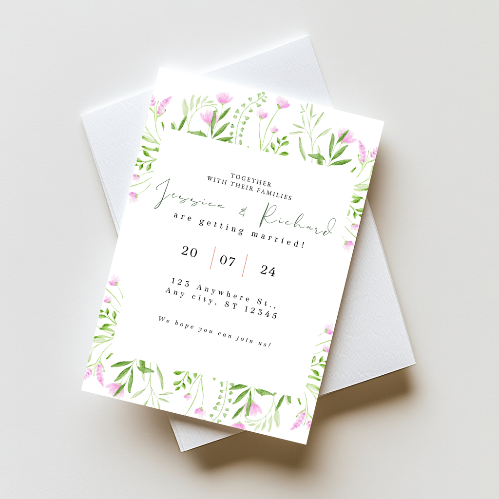 Elegant Pink Wedding Invitation