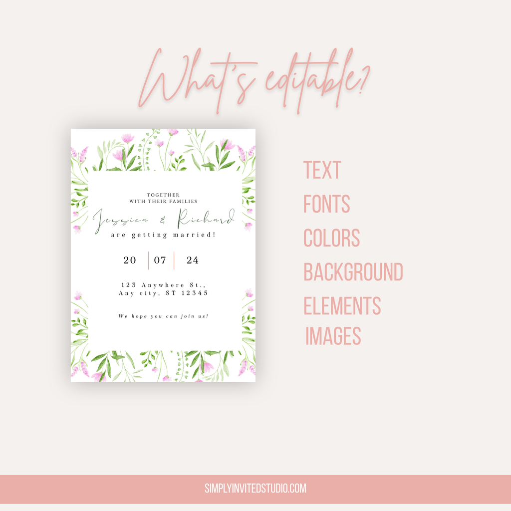 Elegant Pink Wedding Invitation