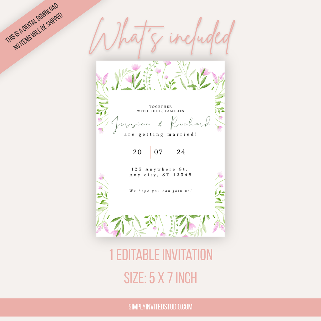 Elegant Pink Wedding Invitation