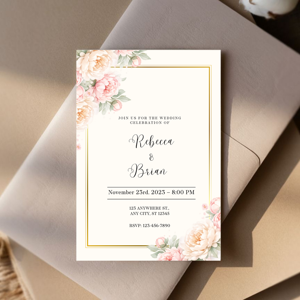 Romantic Pink Wedding Invitation