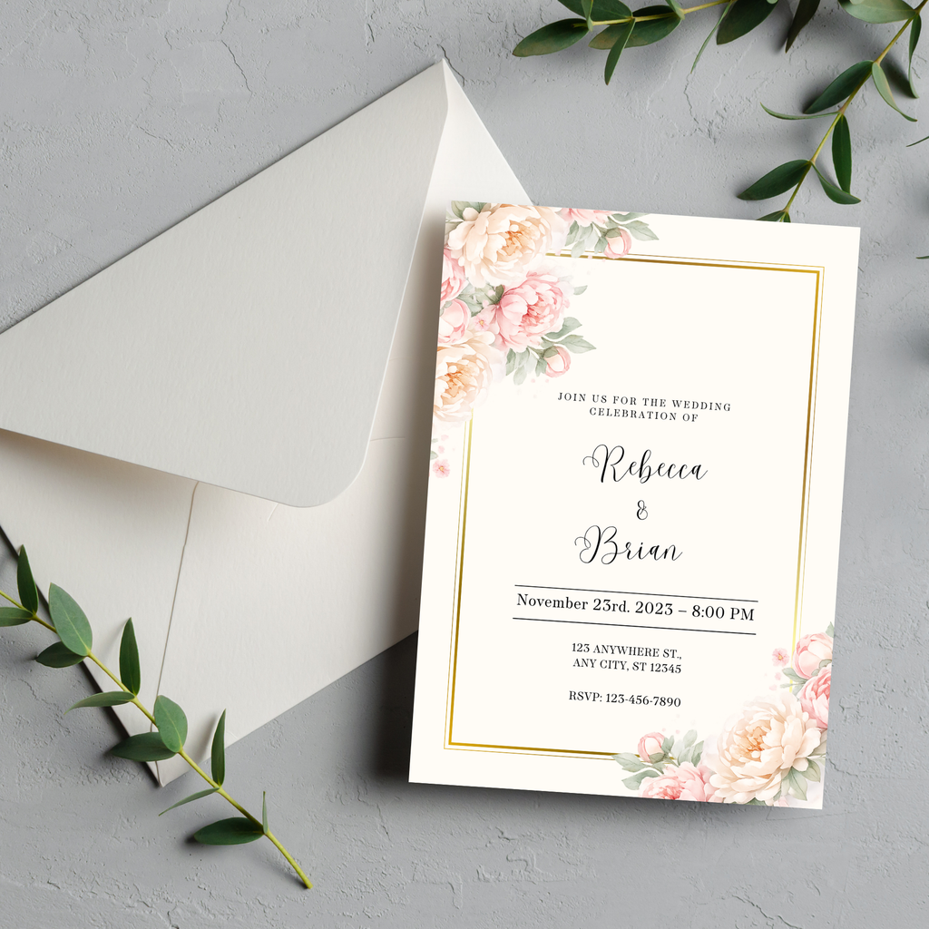 Romantic Pink Wedding Invitation