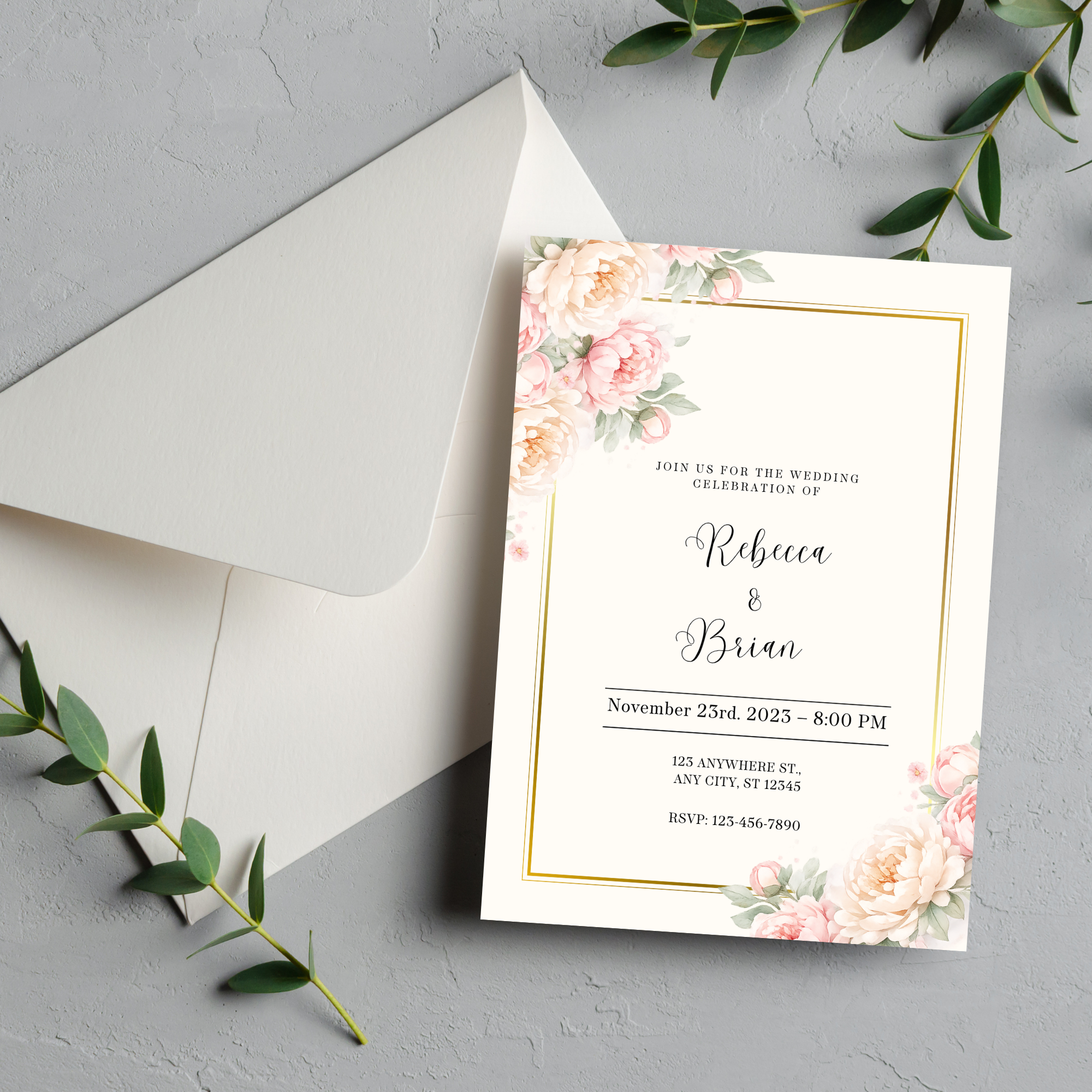 Romantic Pink Wedding Invitation