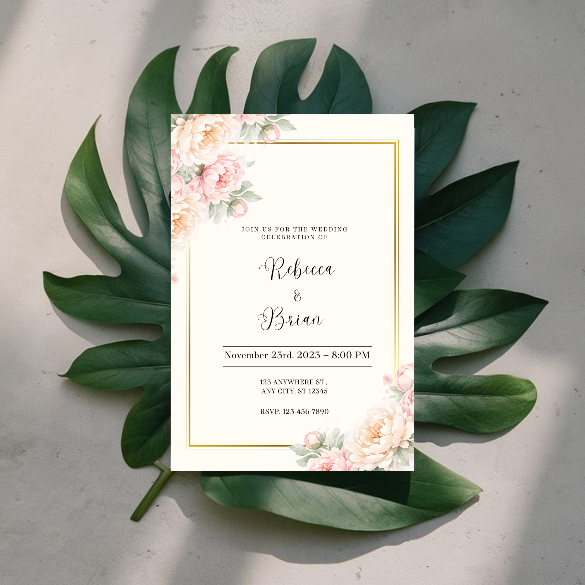 Romantic Pink Wedding Invitation