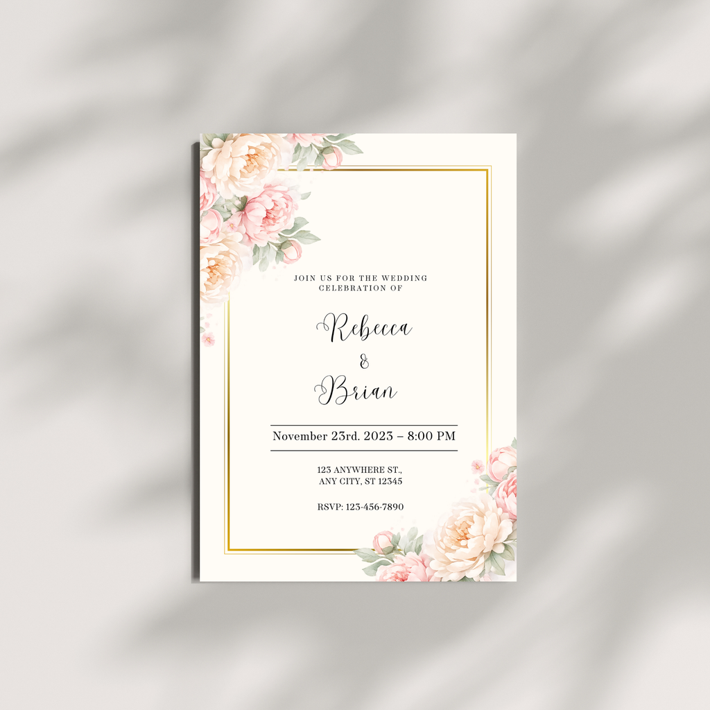 Romantic Pink Wedding Invitation