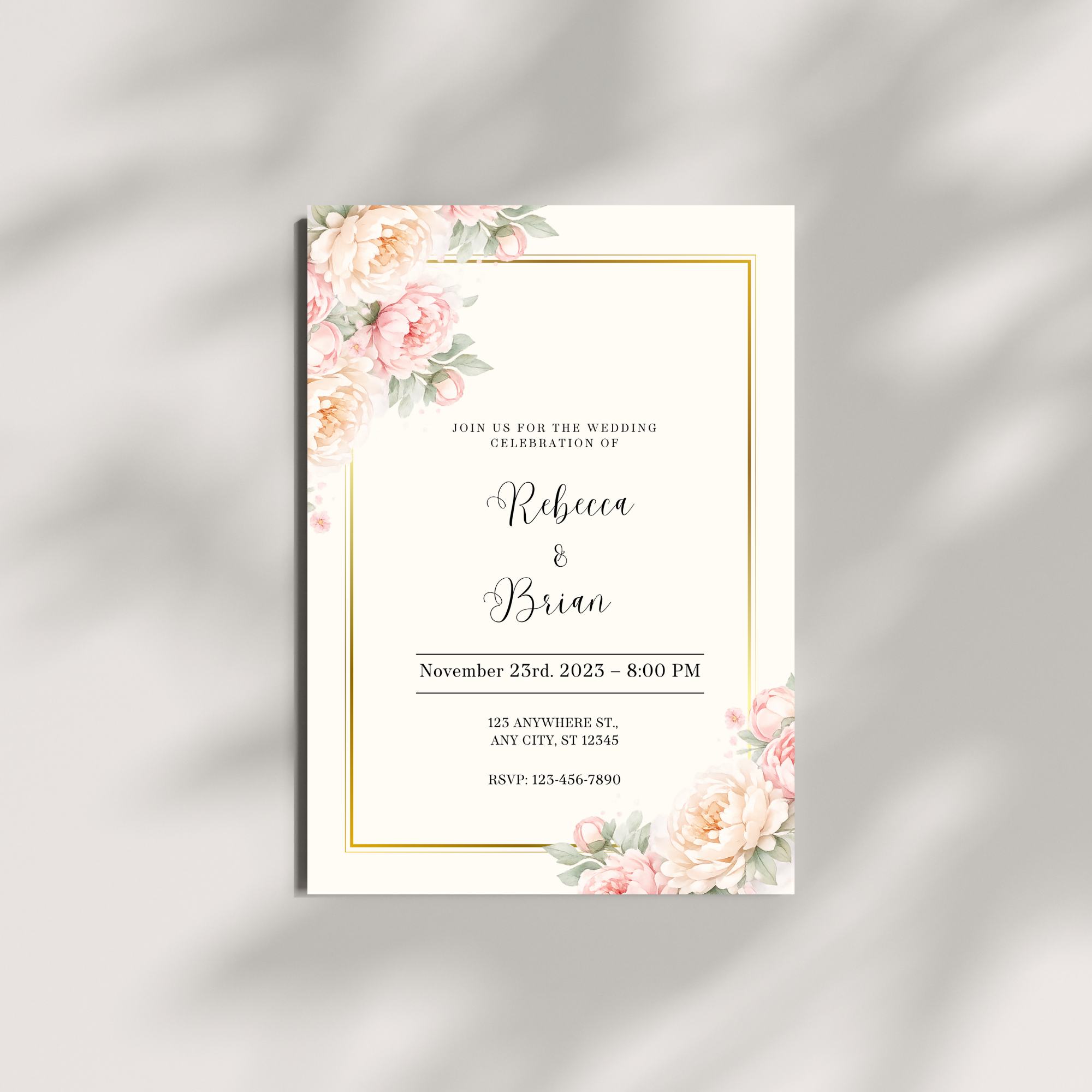 Romantic Pink Wedding Invitation