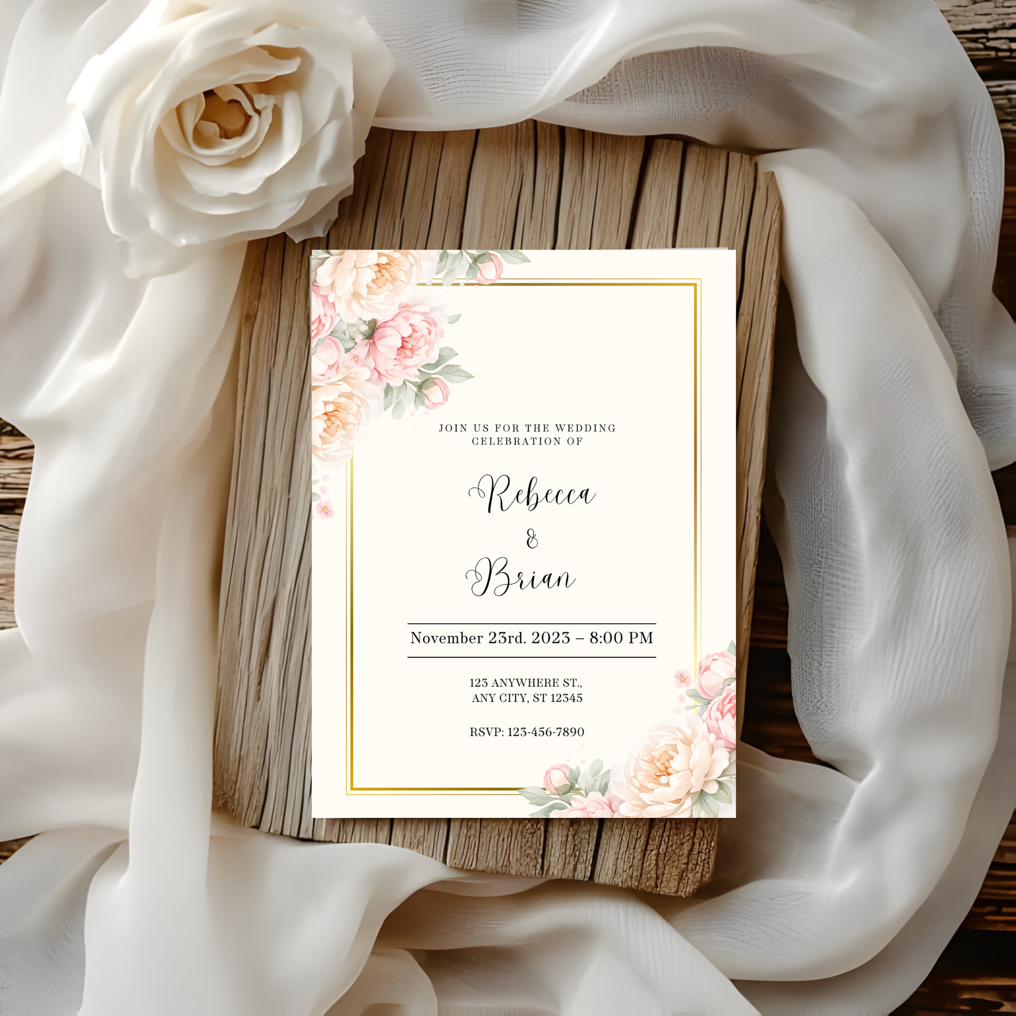 Romantic Pink Wedding Invitation