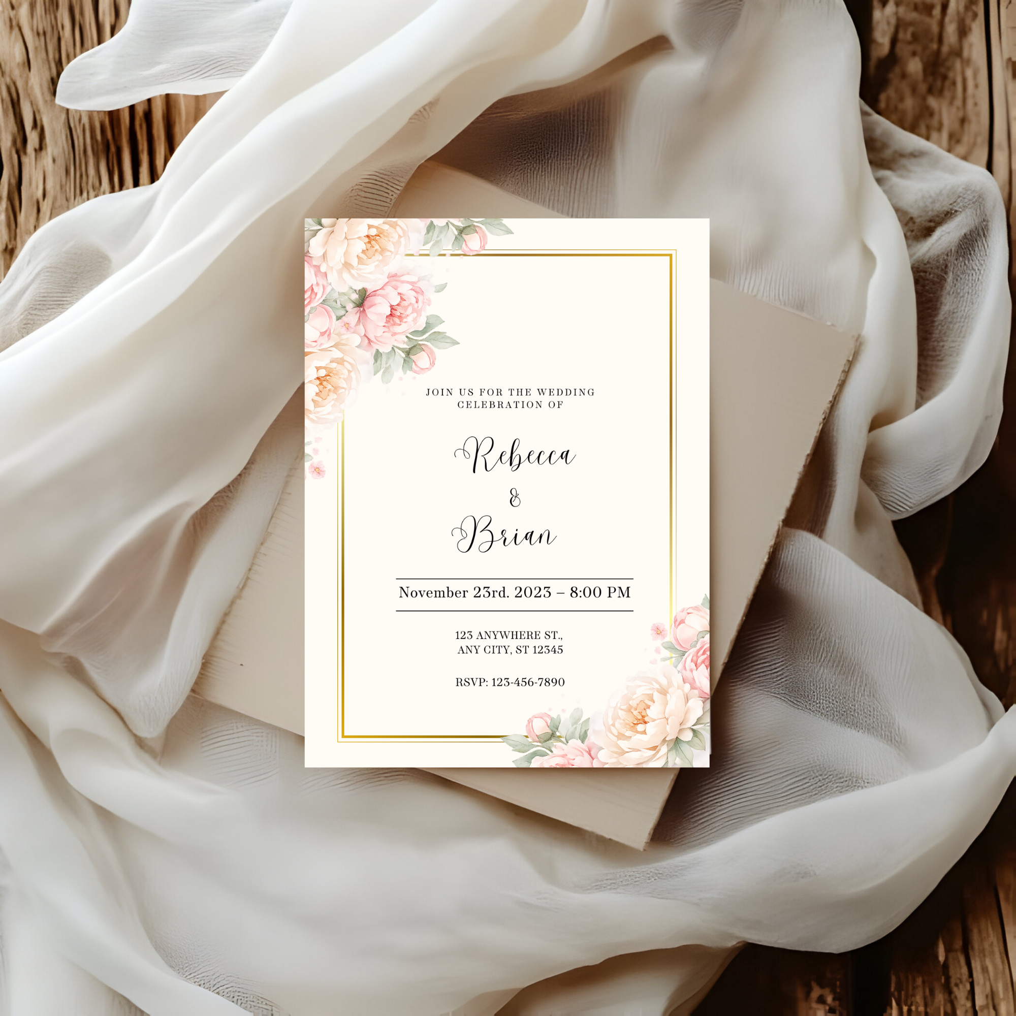 Romantic Pink Wedding Invitation