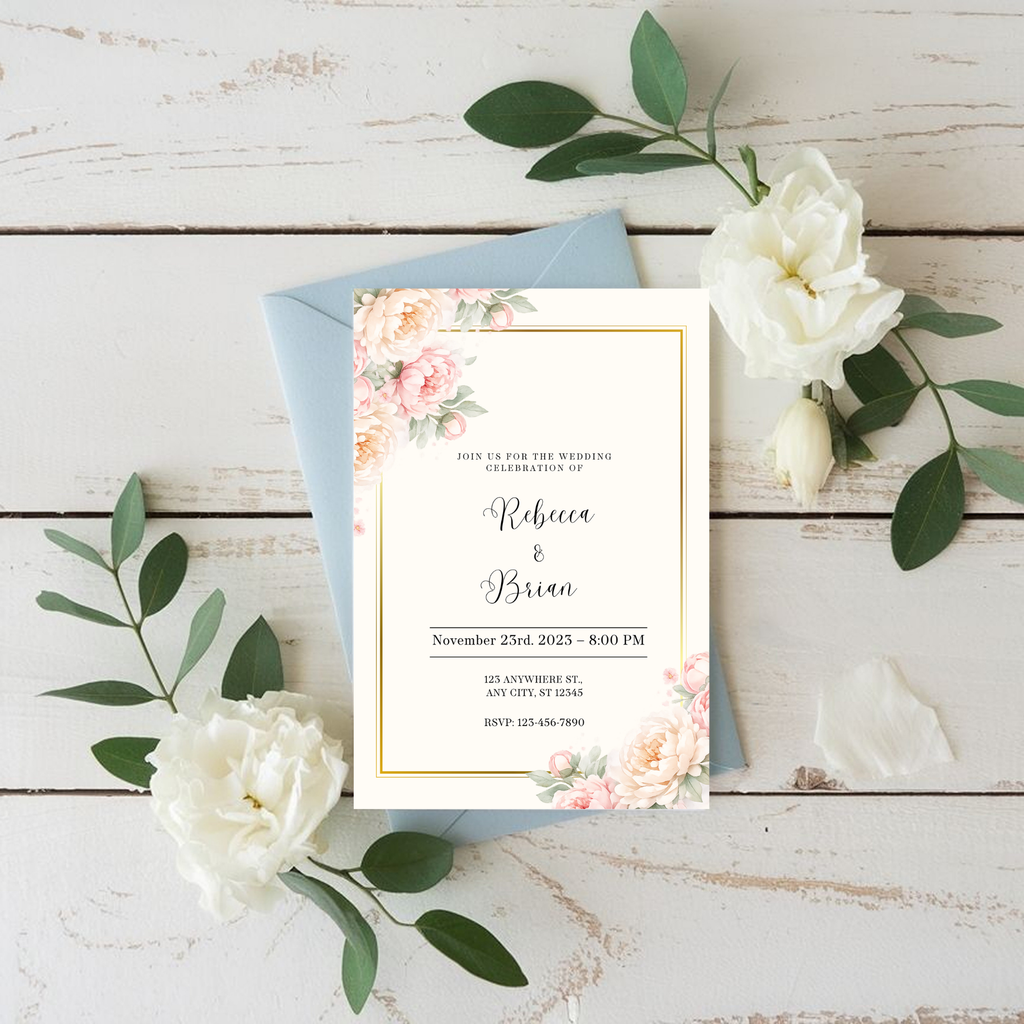 Romantic Pink Wedding Invitation