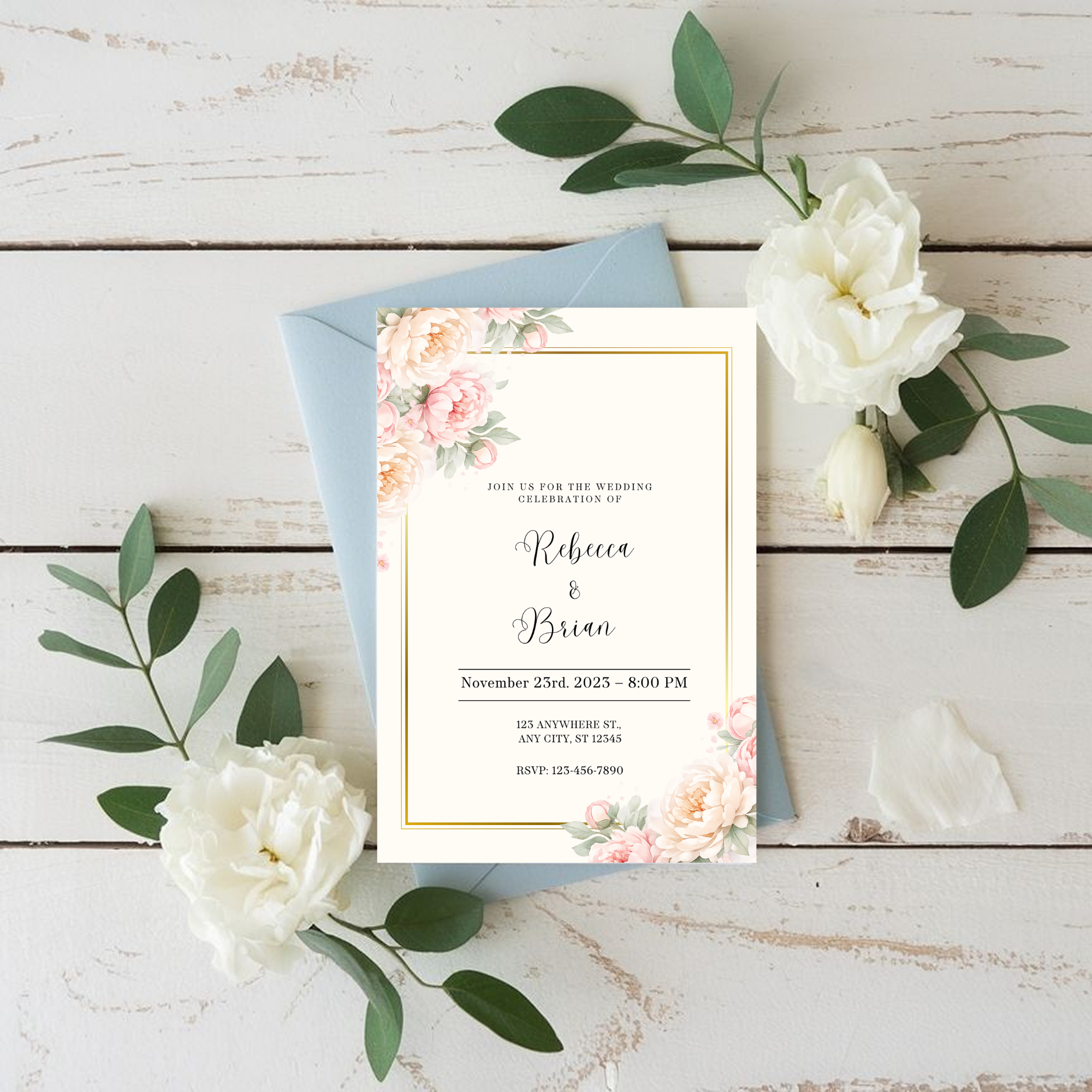 Romantic Pink Wedding Invitation