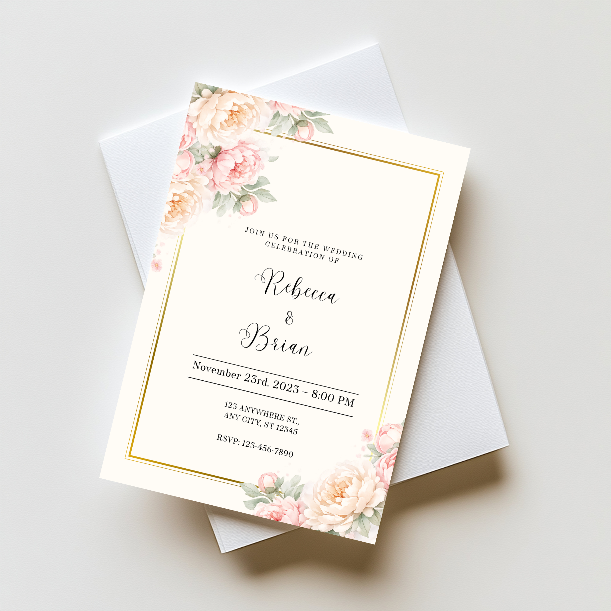 Romantic Pink Wedding Invitation