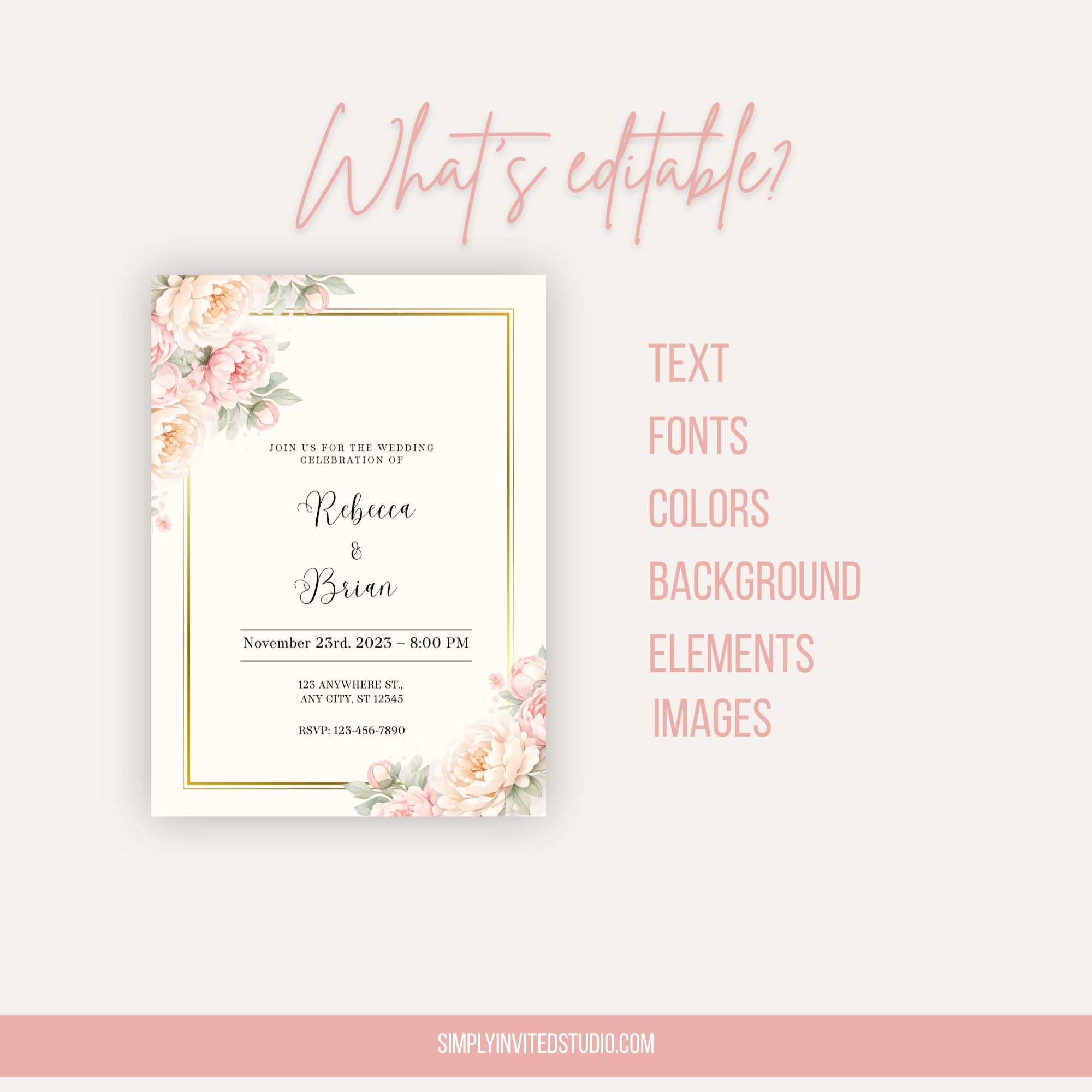 Romantic Pink Wedding Invitation