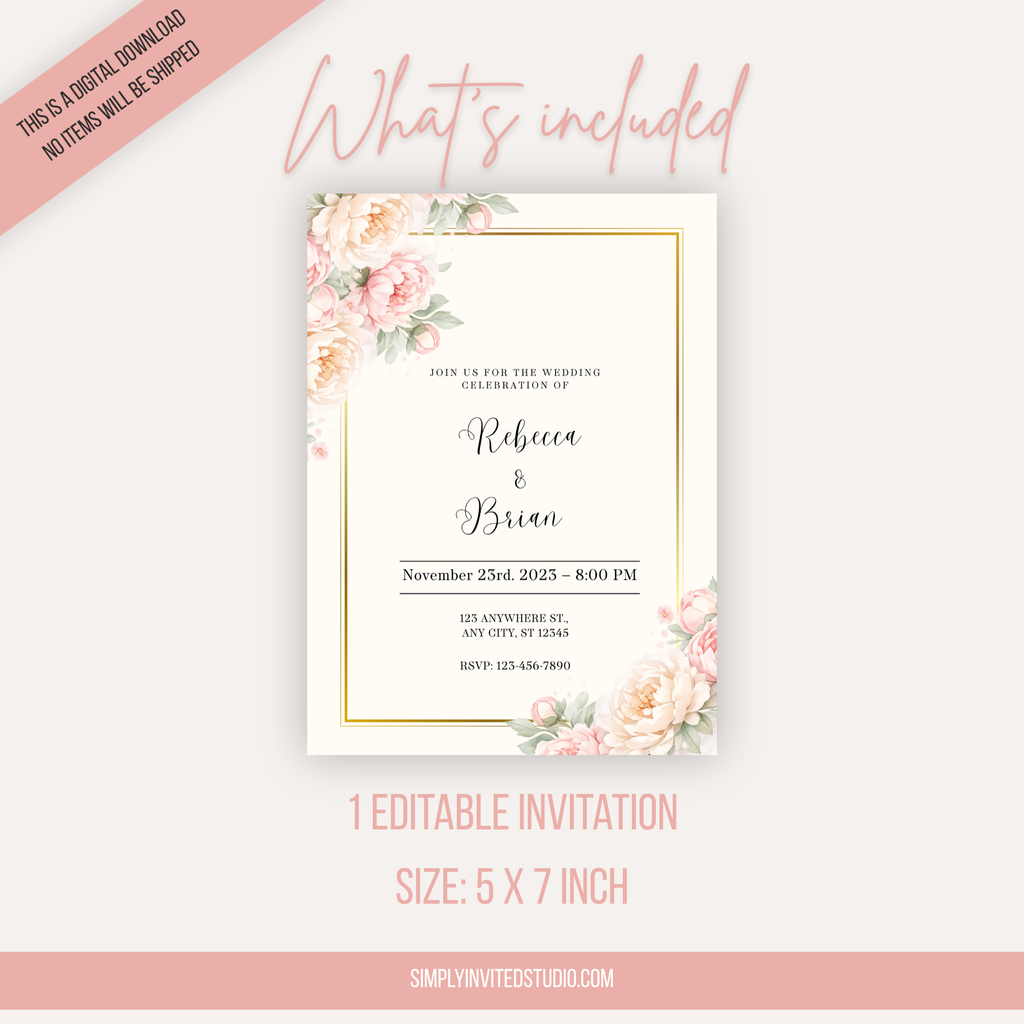 Romantic Pink Wedding Invitation