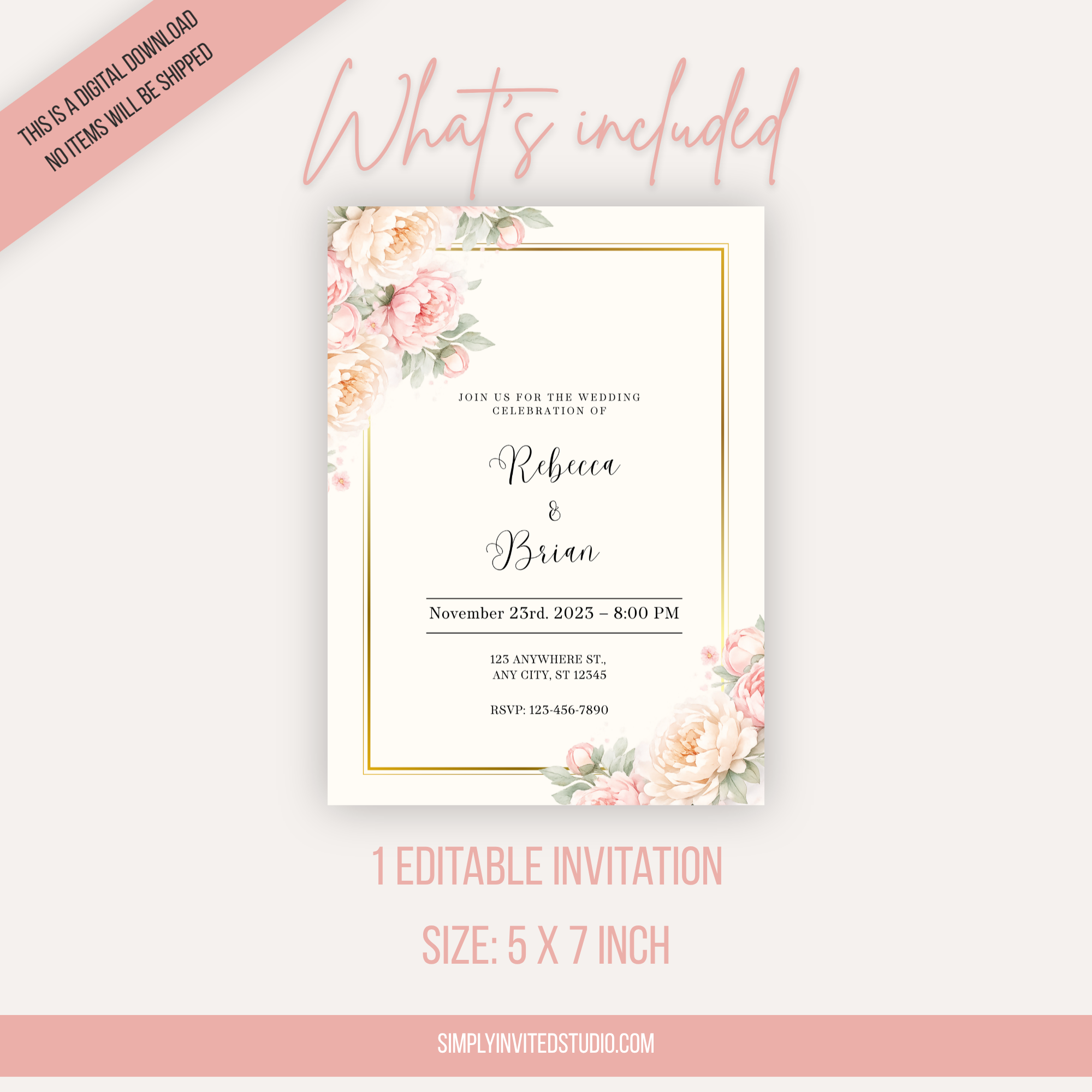 Romantic Pink Wedding Invitation