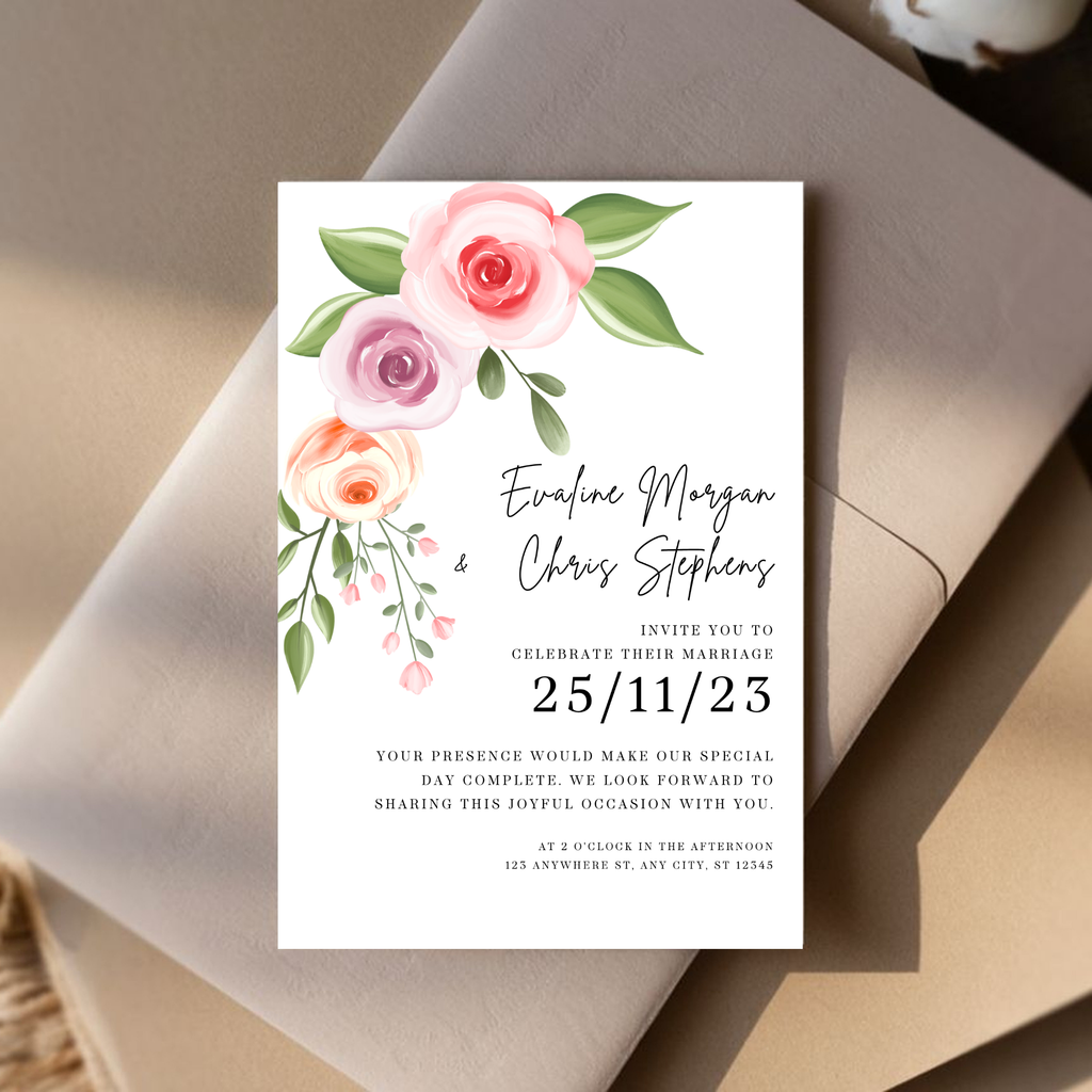 Elegant Pink Wedding Invitation