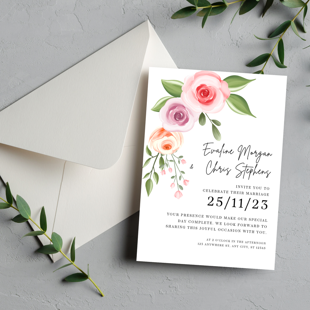Elegant Pink Wedding Invitation