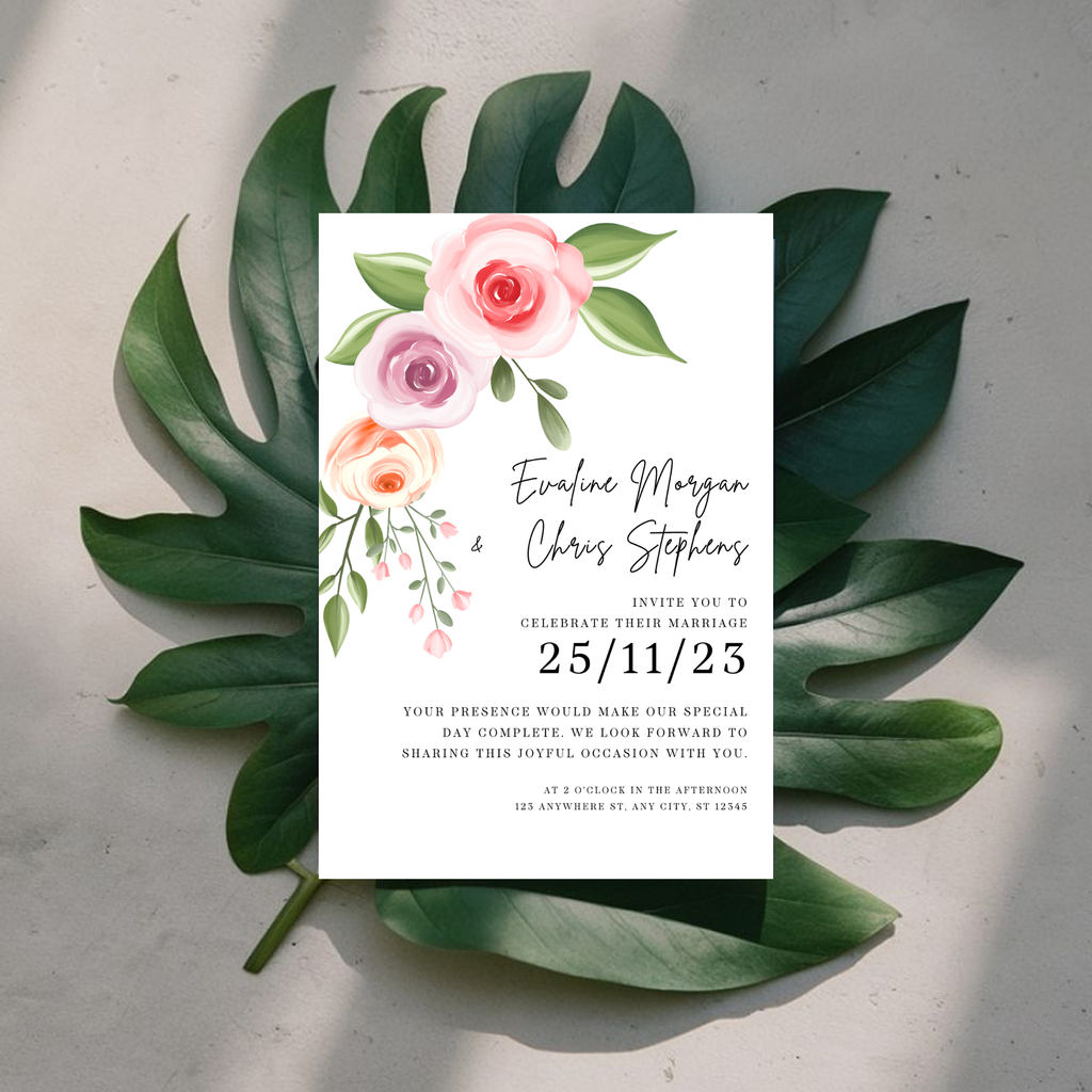 Elegant Pink Wedding Invitation