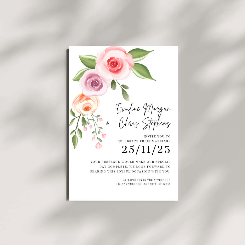 Elegant Pink Wedding Invitation