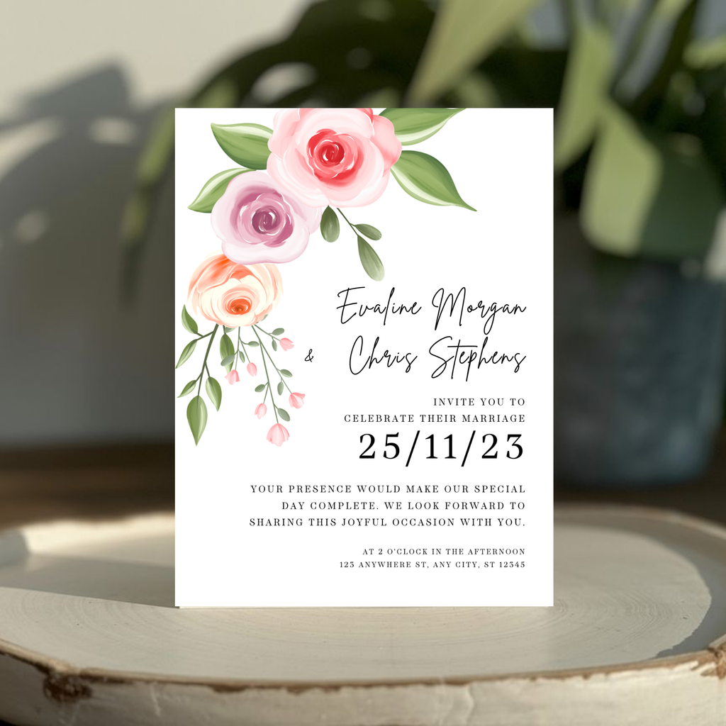 Elegant Pink Wedding Invitation