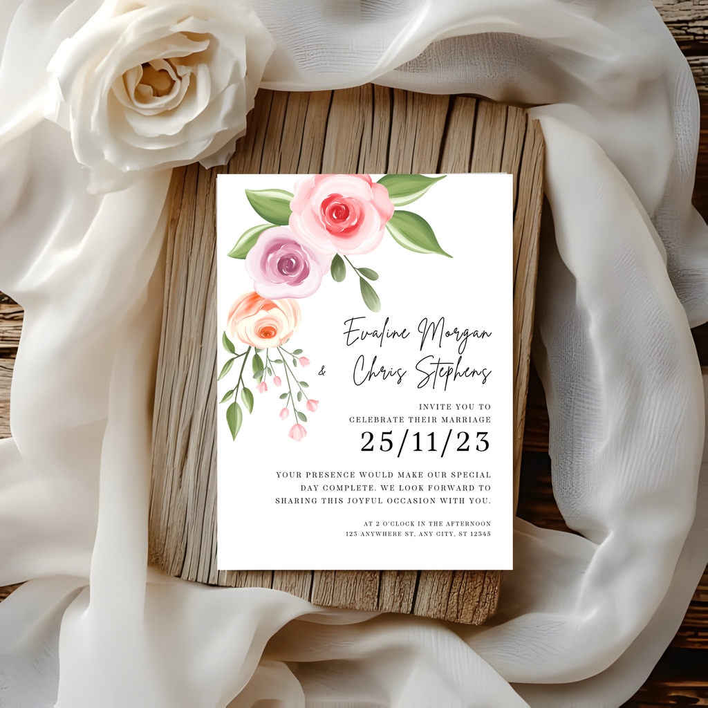 Elegant Pink Wedding Invitation