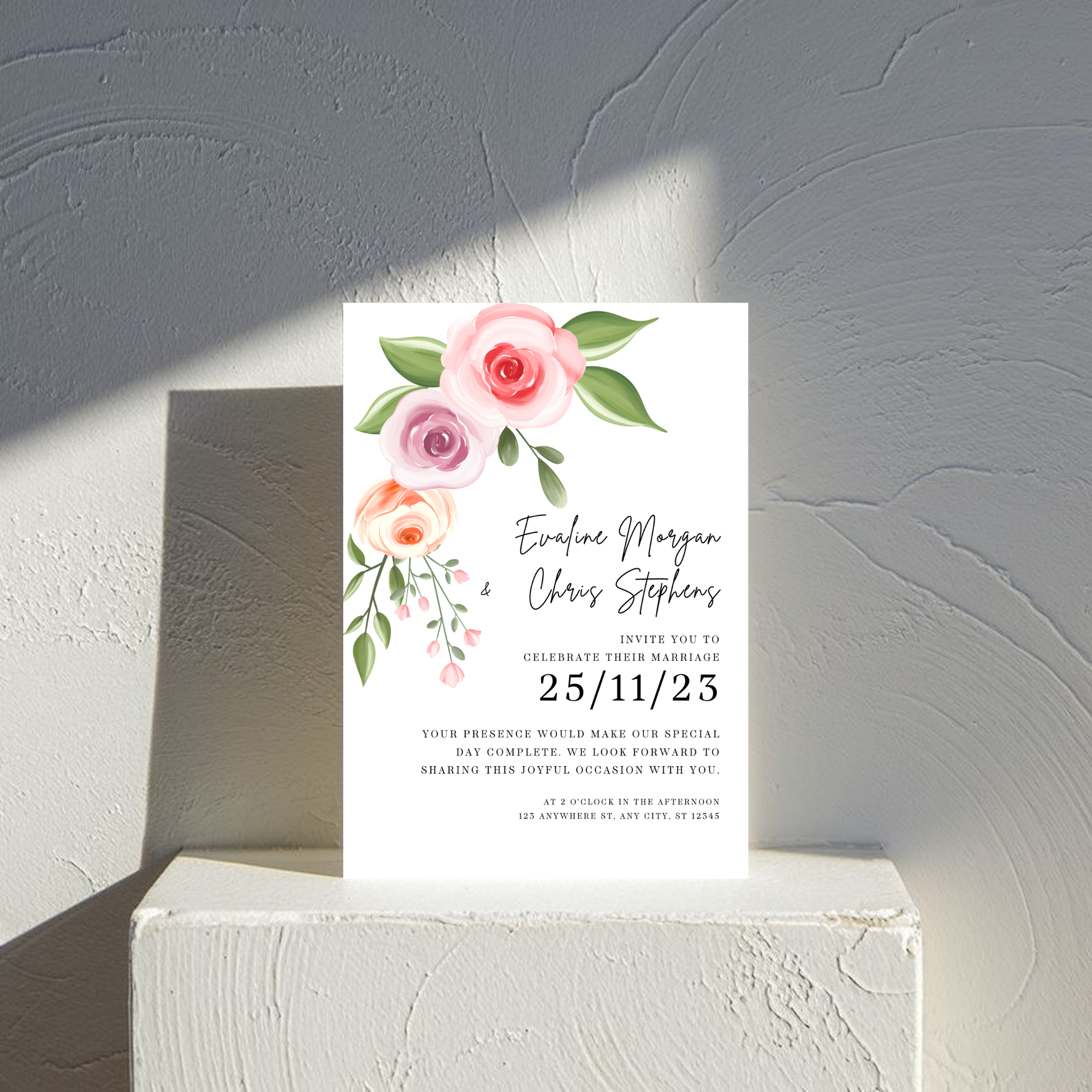 Elegant Pink Wedding Invitation