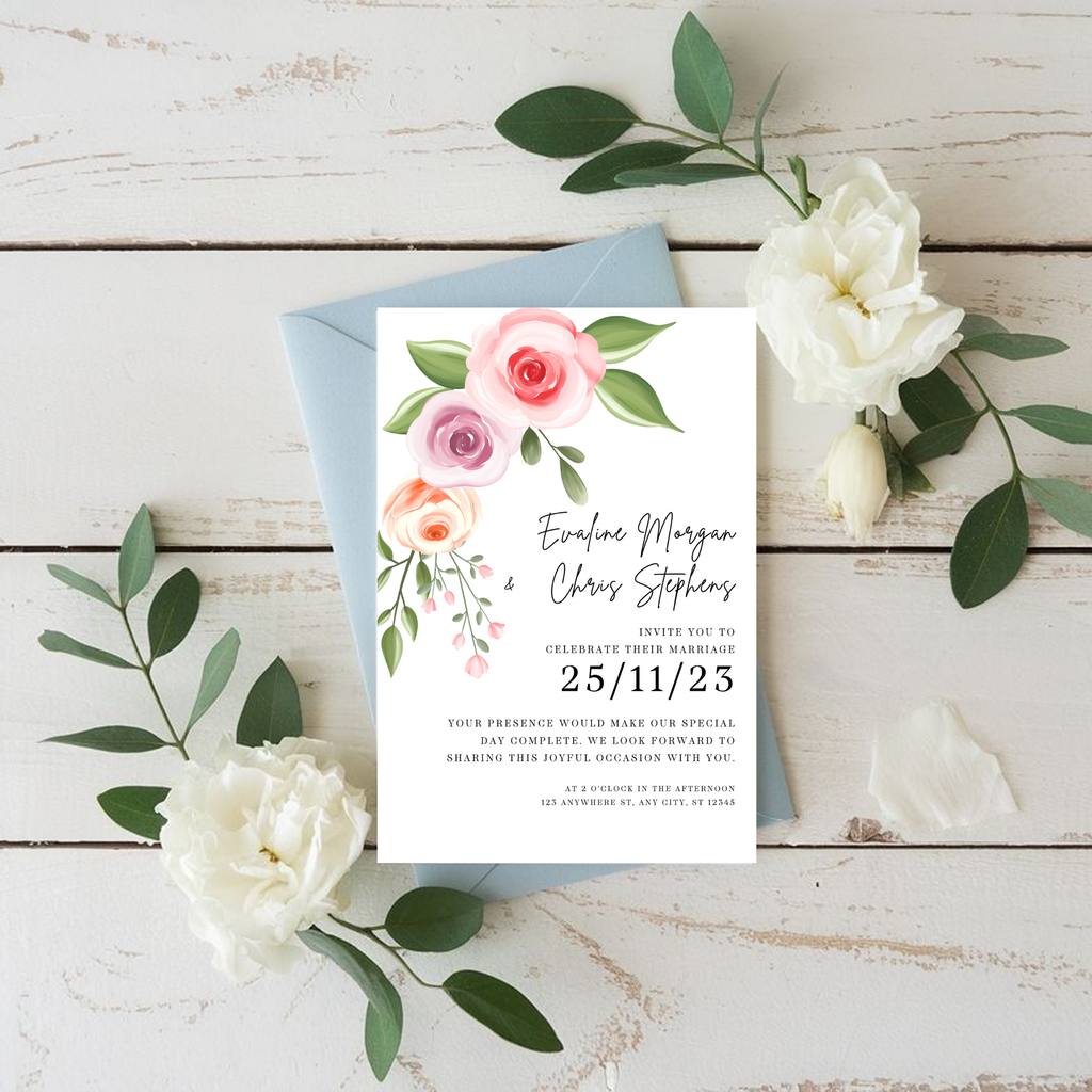 Elegant Pink Wedding Invitation