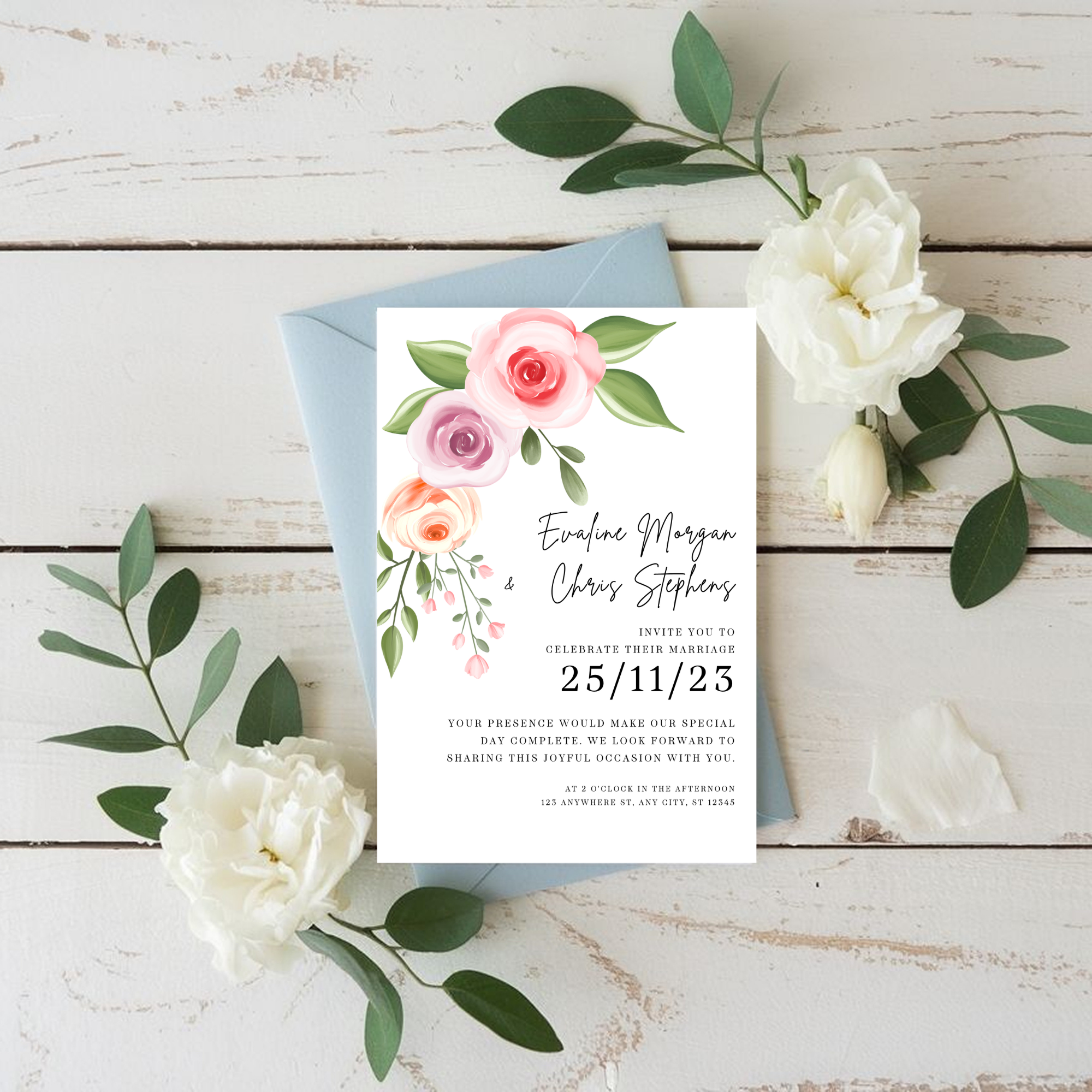 Elegant Pink Wedding Invitation