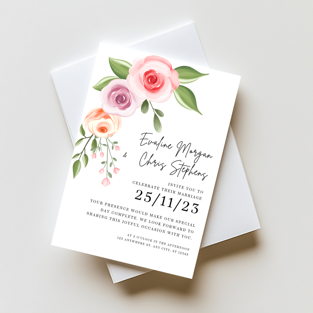 Elegant Pink Wedding Invitation