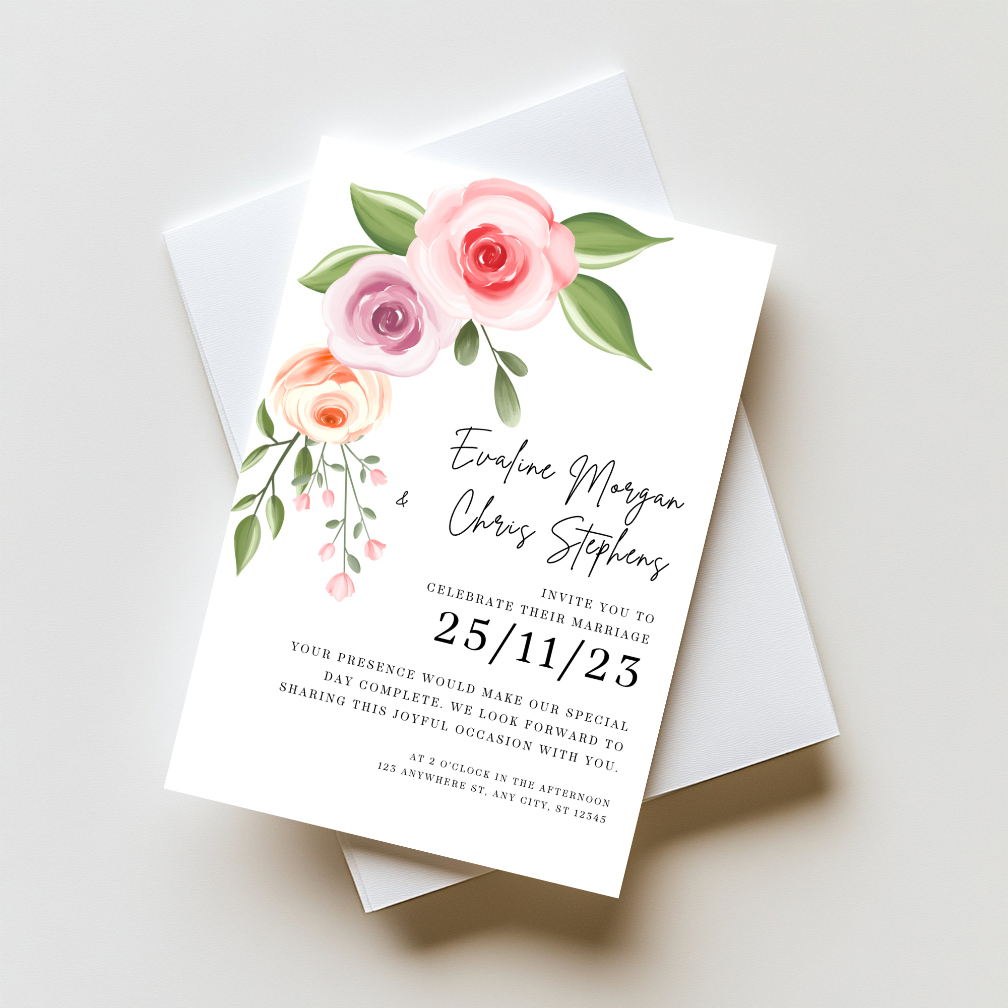 Elegant Pink Wedding Invitation