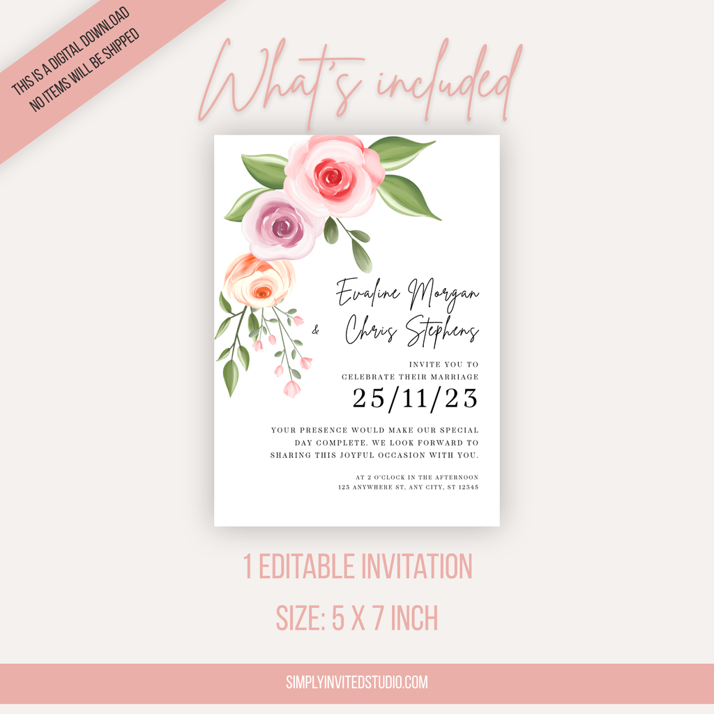 Elegant Pink Wedding Invitation