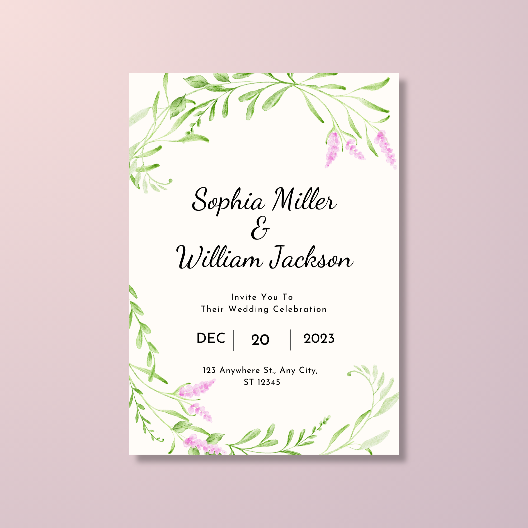 Elegant Green Wedding Invitation