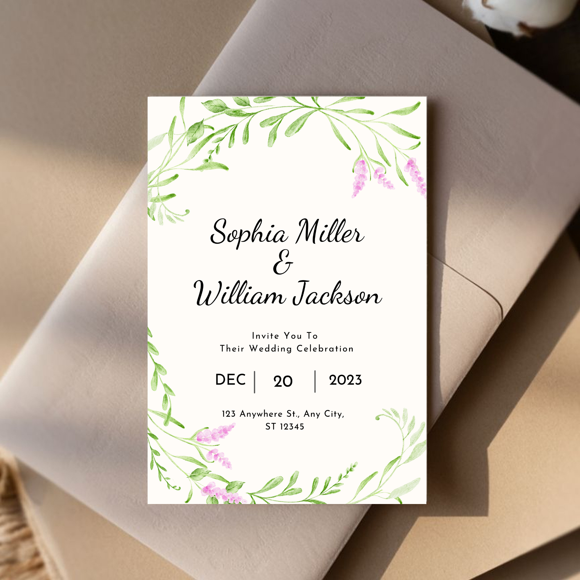 Elegant Green Wedding Invitation