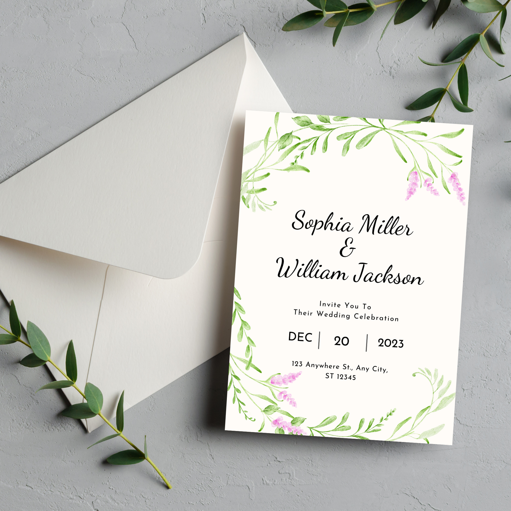 Elegant Green Wedding Invitation
