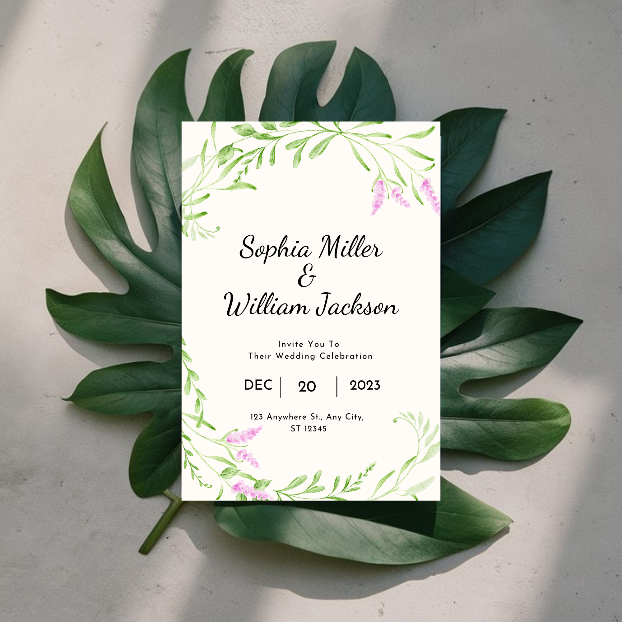 Elegant Green Wedding Invitation