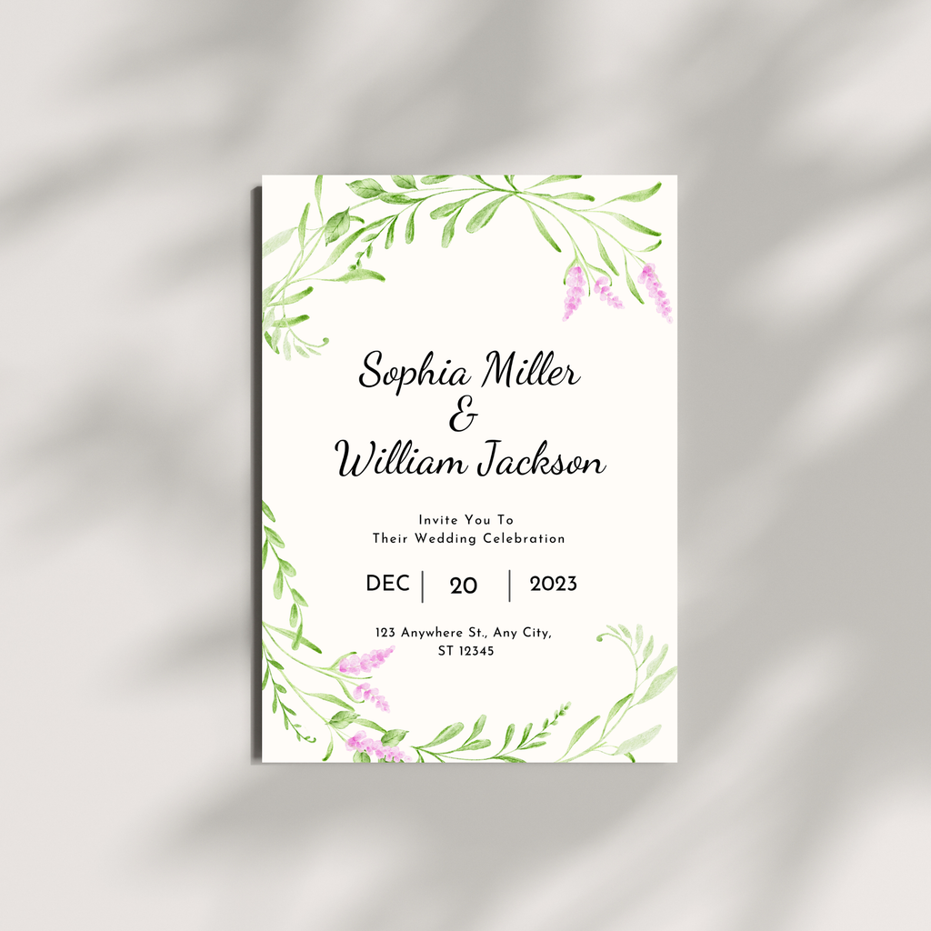 Elegant Green Wedding Invitation