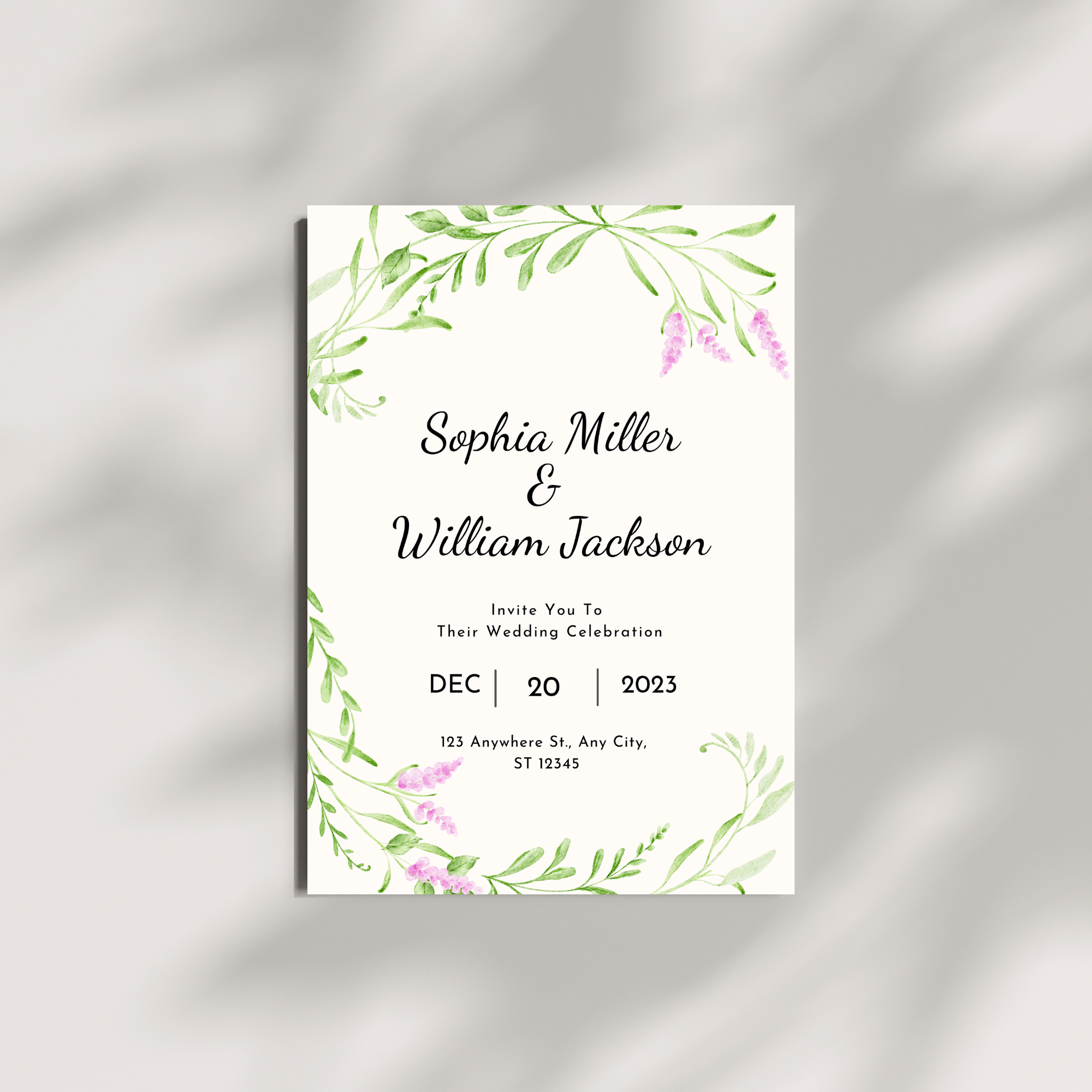 Elegant Green Wedding Invitation