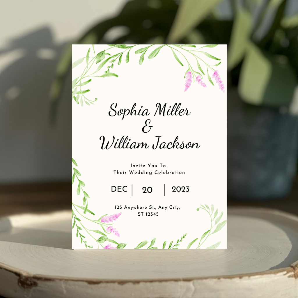 Elegant Green Wedding Invitation