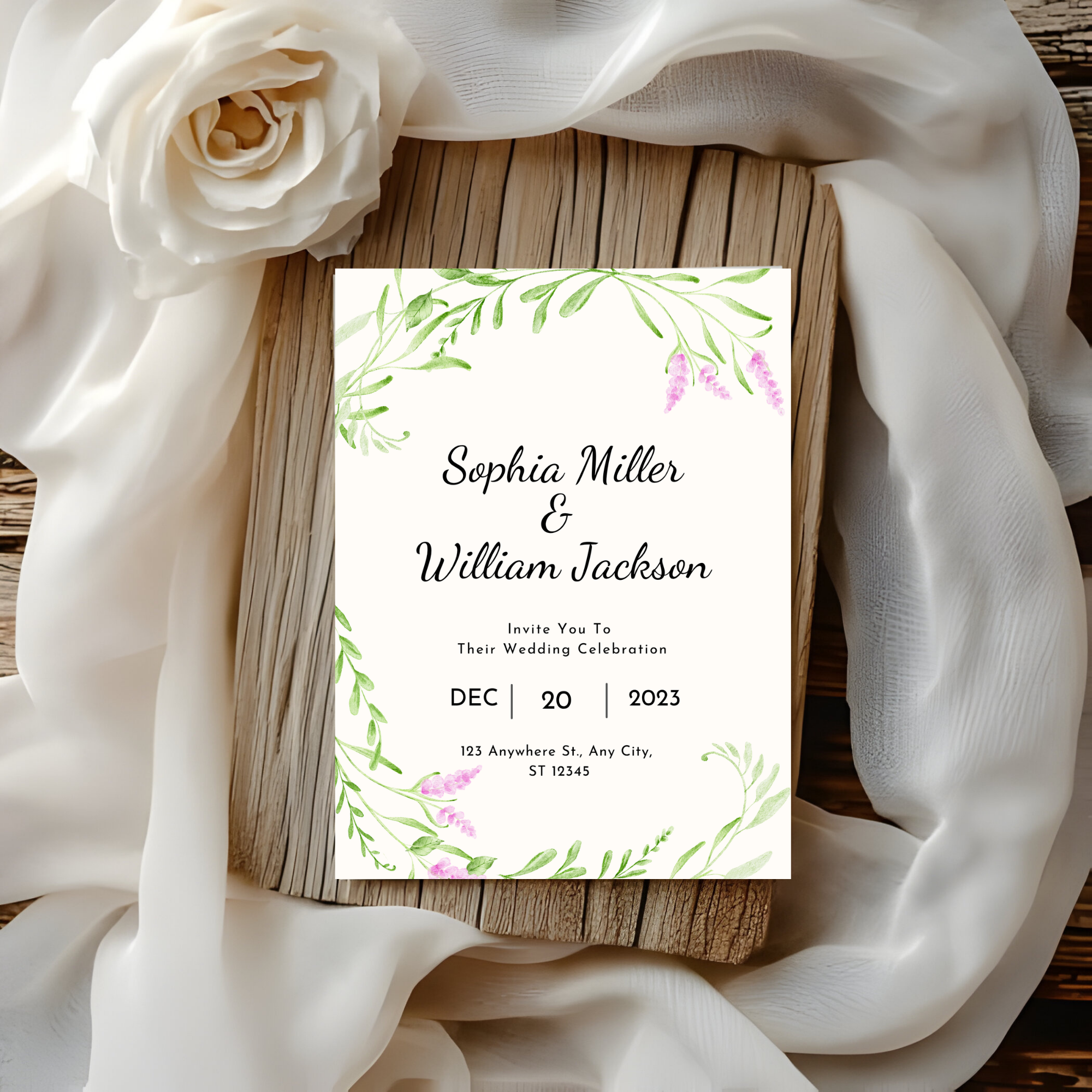 Elegant Green Wedding Invitation