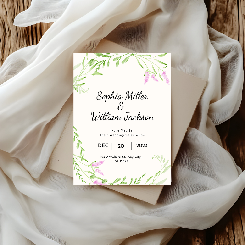 Elegant Green Wedding Invitation
