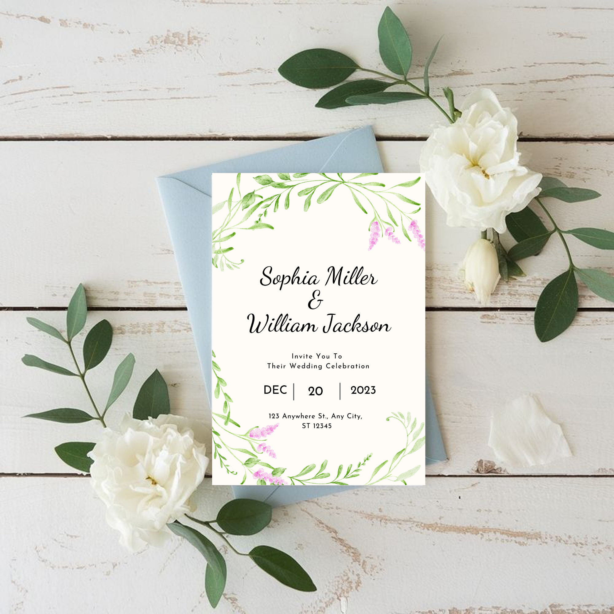 Elegant Green Wedding Invitation