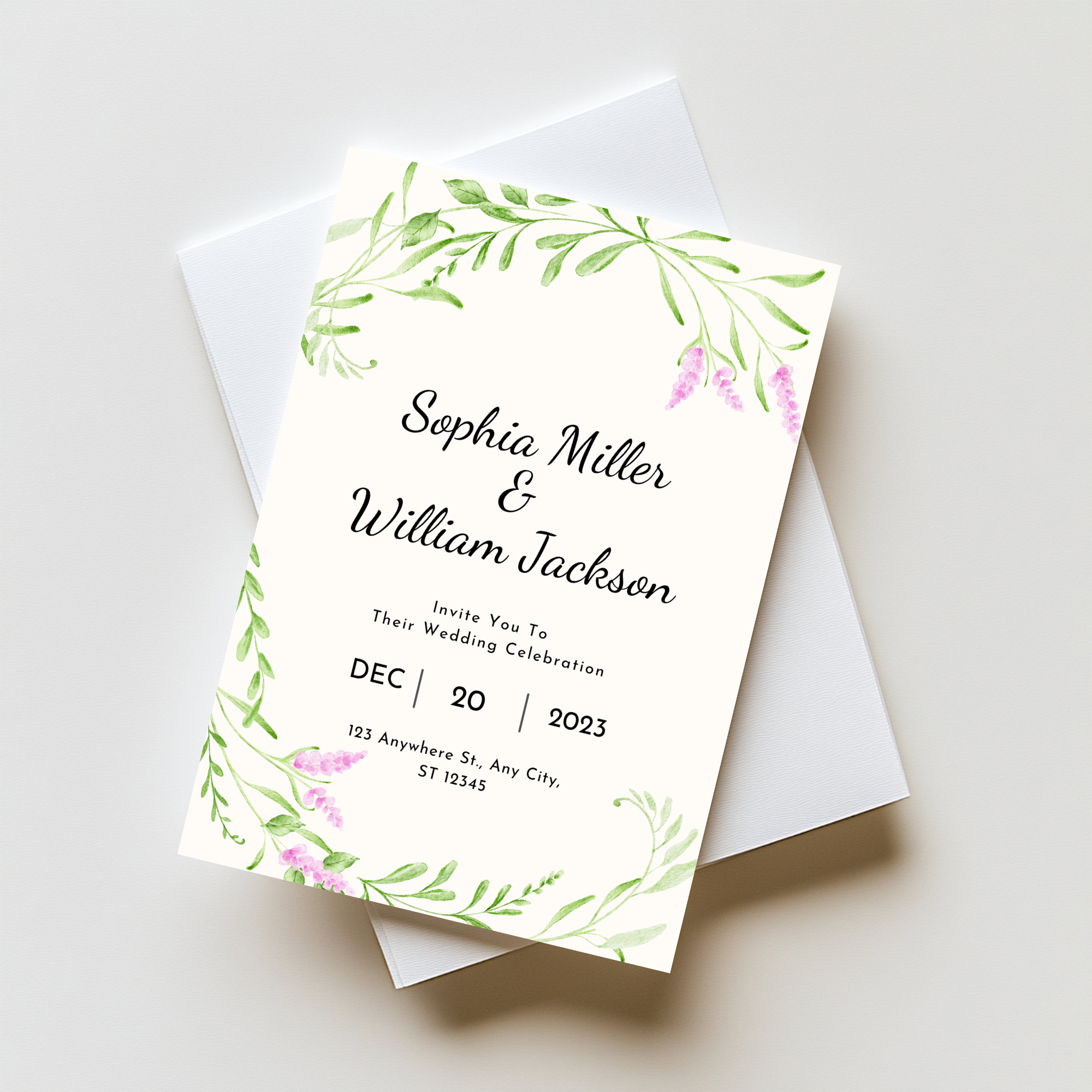 Elegant Green Wedding Invitation