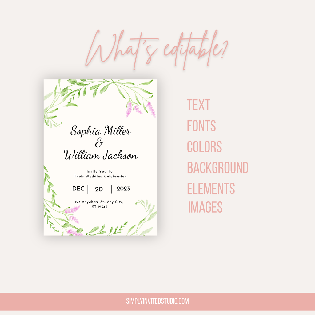 Elegant Green Wedding Invitation