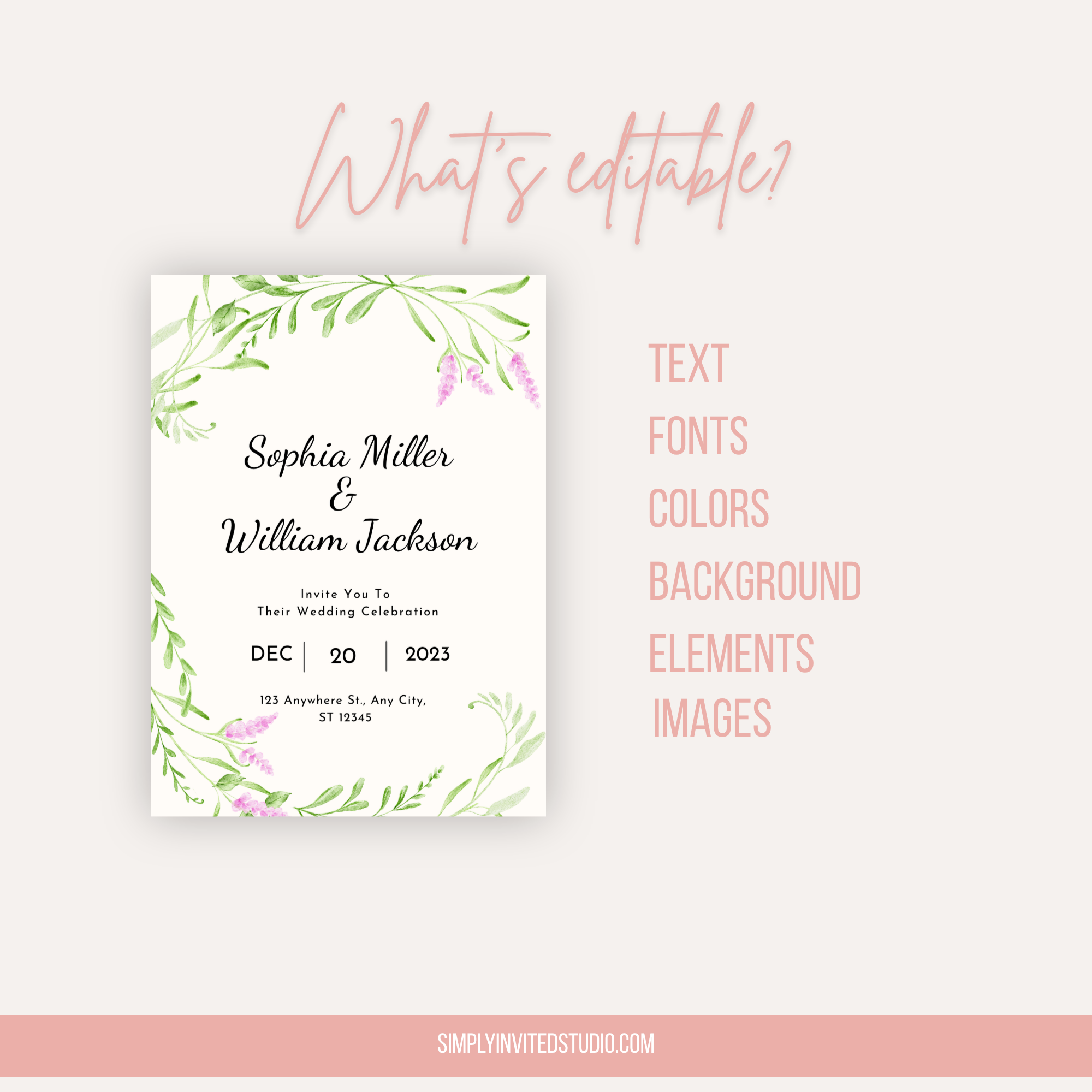 Elegant Green Wedding Invitation