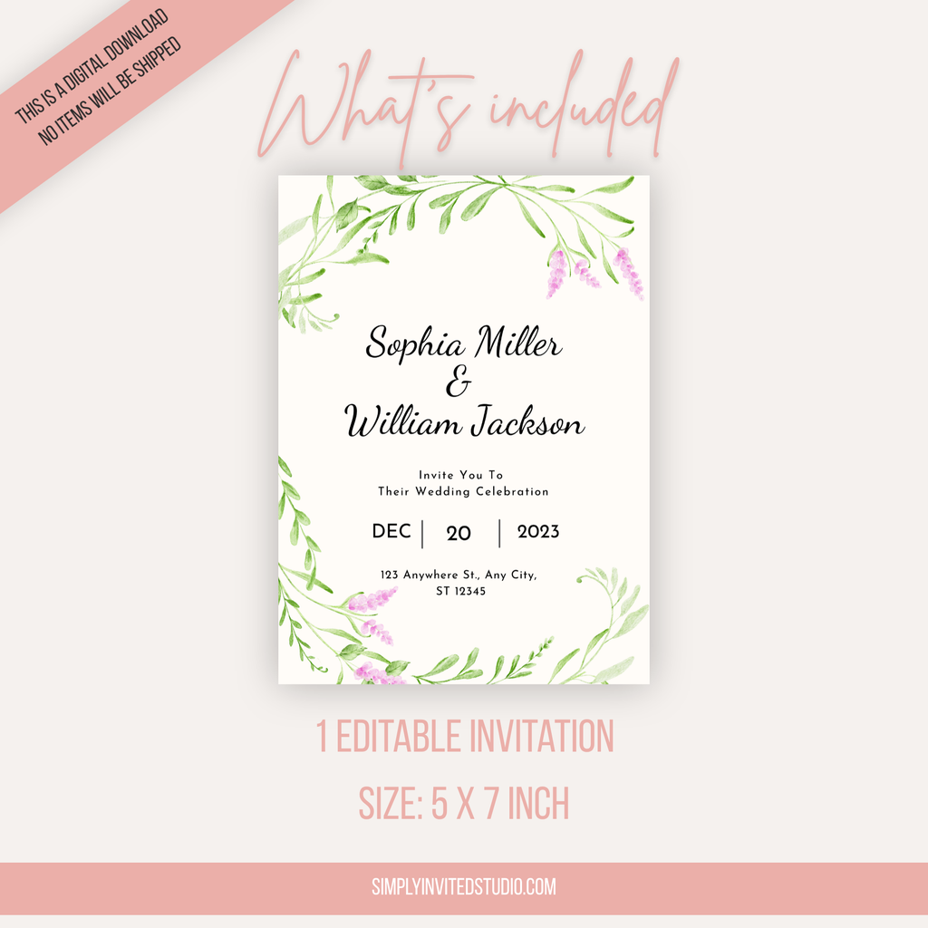 Elegant Green Wedding Invitation