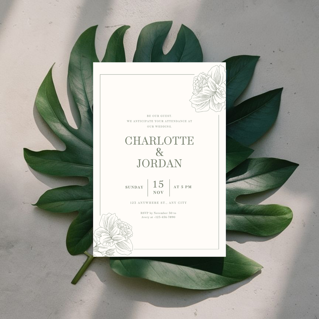 Elegant Sage Wedding Invitation