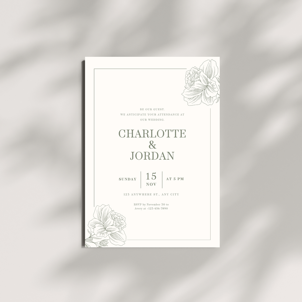 Elegant Sage Wedding Invitation
